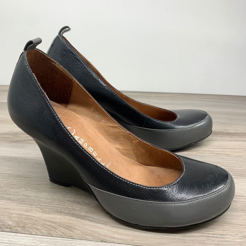 Jeffrey Campbell Lucas Size 9 Wedge Pumps‎ Womens Shoes Black Leather